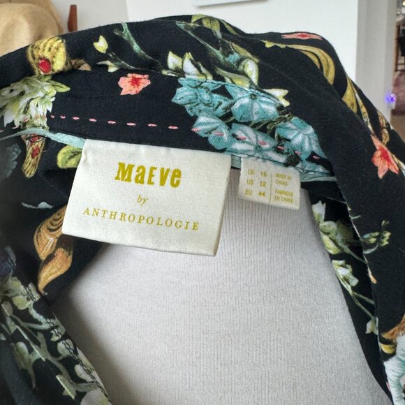 Maeve Button Up Blouse Floral Pattern Black Vent Back 4 - Picture 12 of 13
